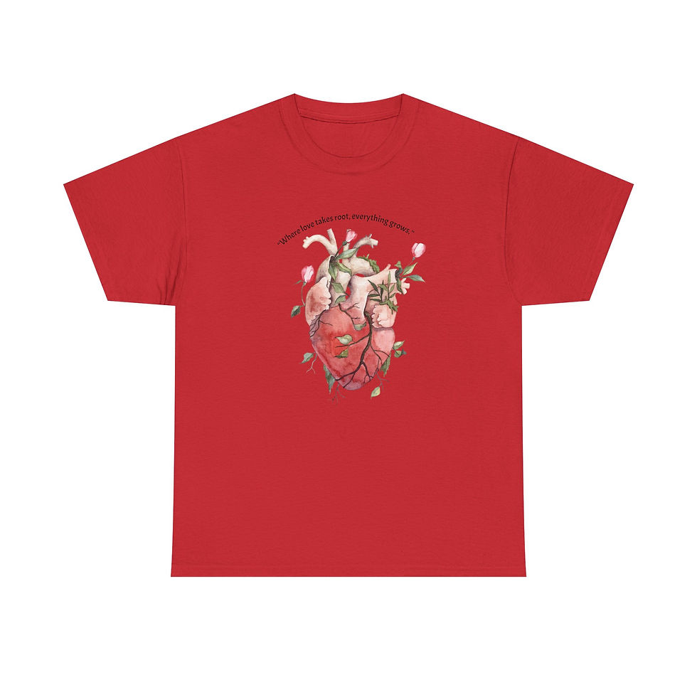 Thumbnail: Soft midweight tee featuring a botanical human heart illustration with vines and blossoms.