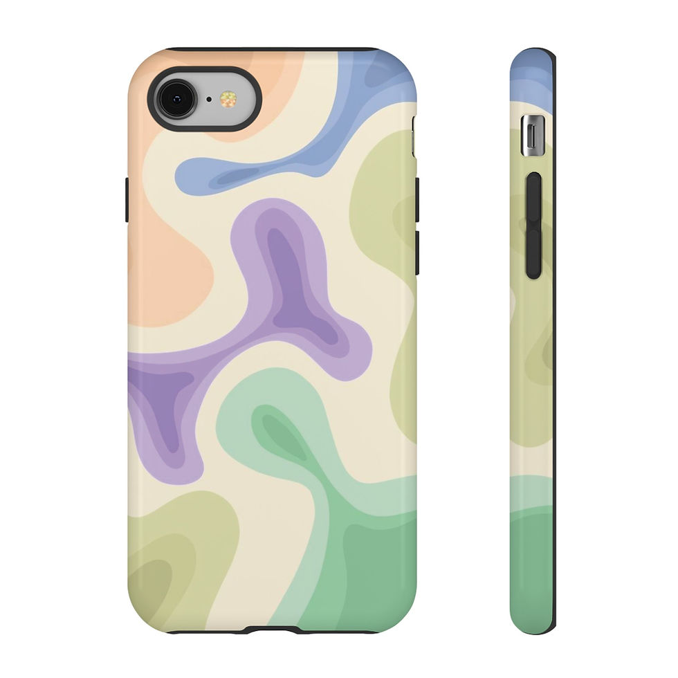 Protective phone case with pastel abstract design, dual-layer shock protection, and slim, modern finish.