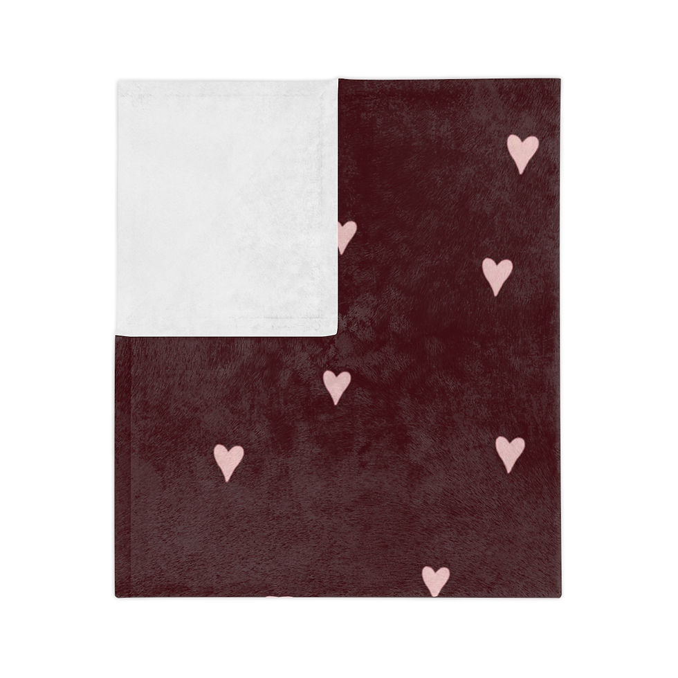 Thumbnail: Plush velveteen microfiber blanket with tiny heart pattern on deep berry background.