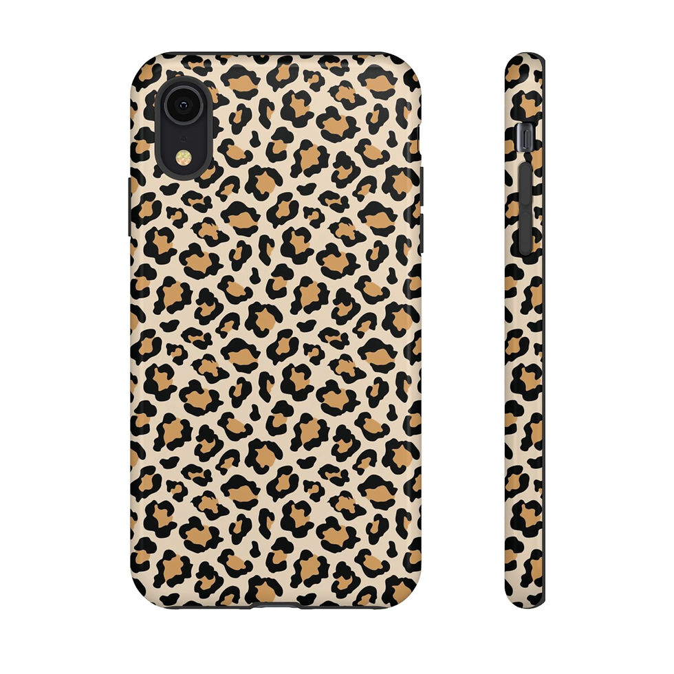 Thumbnail: Slim phone case with beige and tawny leopard print, shock-absorbing protection, and durable polycarbonate design.