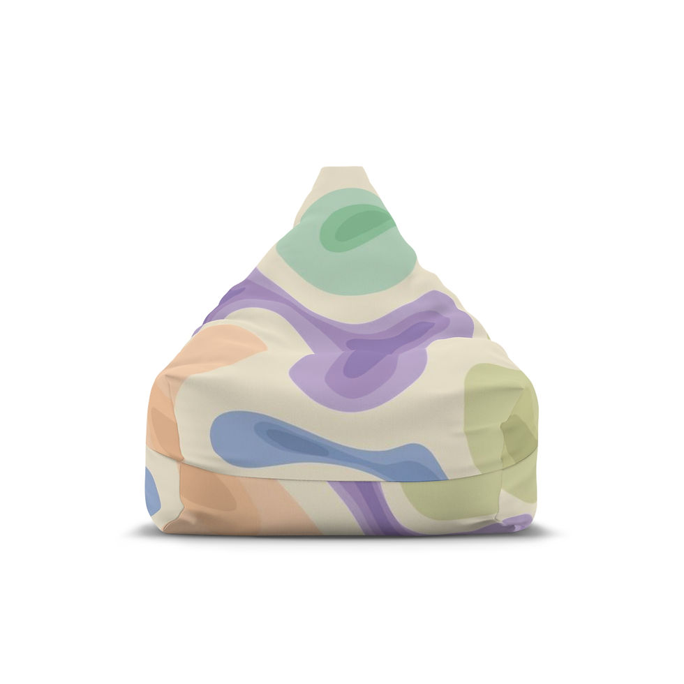 Bean bag cover with organic pastel swirl pattern for cozy, relaxed seating.