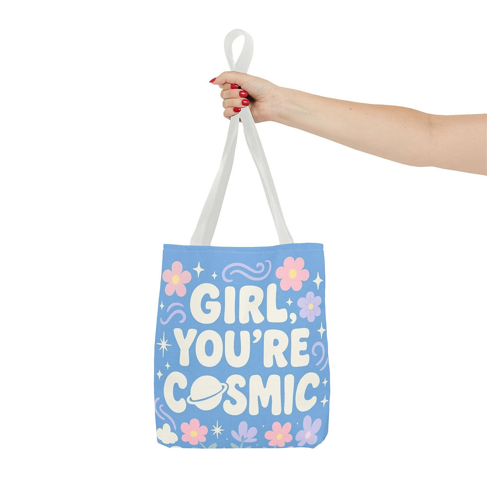 Thumbnail: Custom-printed tote bag in 3 sizes with colorful handles, durable polyester, and dye-sublimation print.
