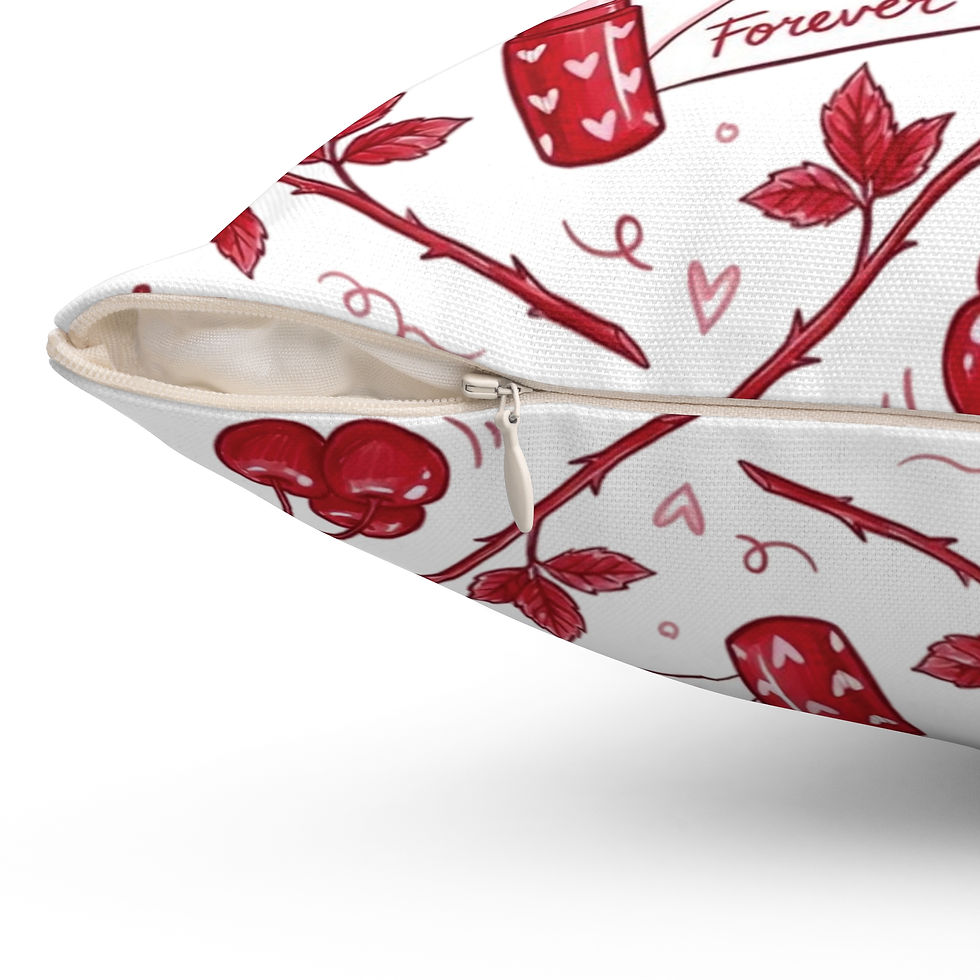 Thumbnail: Vintage rotary phones, love letters, cherries, and heart-shaped treats repeat across both sides in warm reds and blush tones.