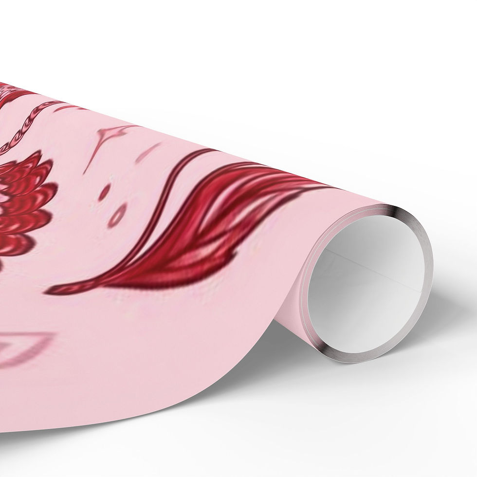 Thumbnail: Pink wrapping paper with repeating vintage romance icons like a phone, love letters, cherries, and lace hearts.