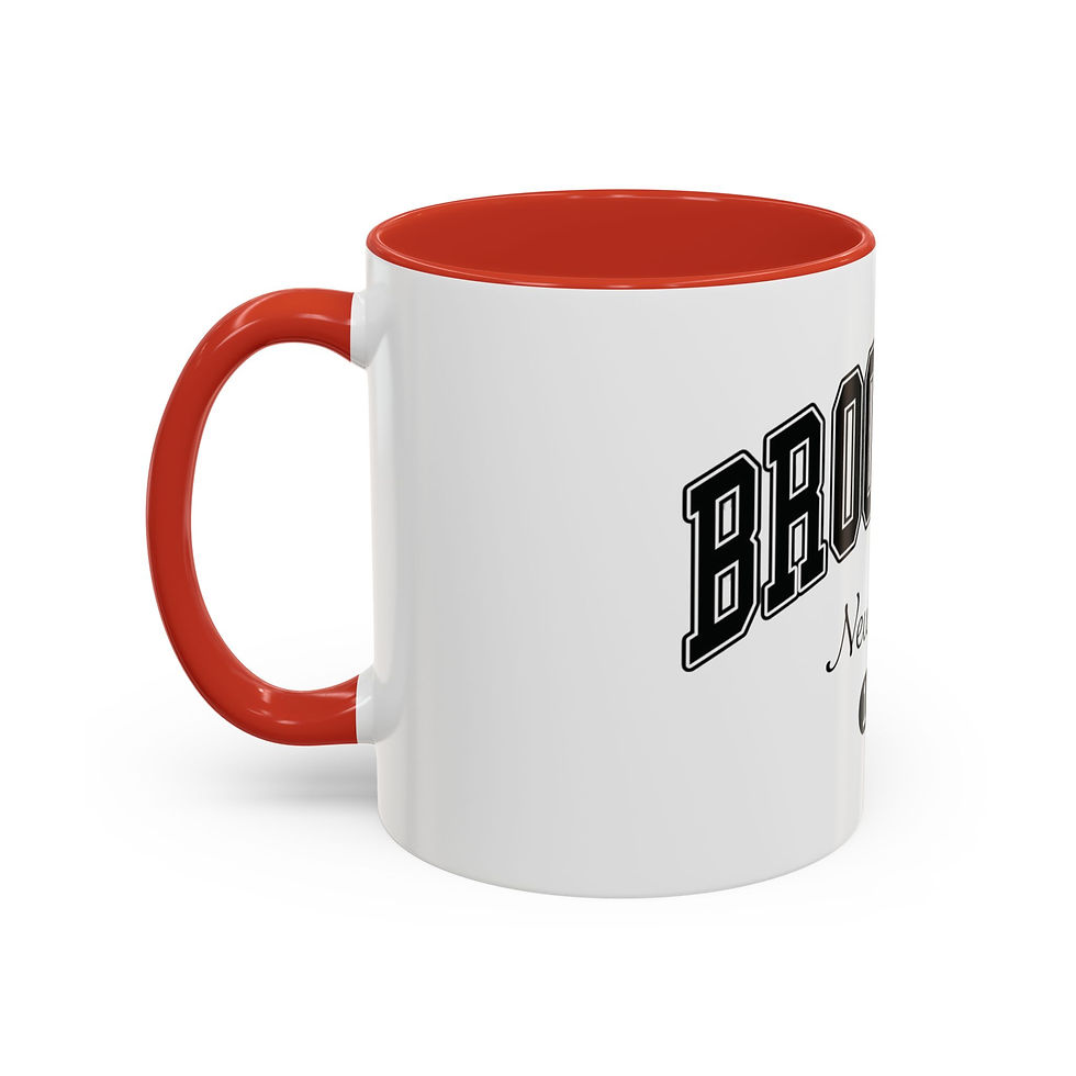 Thumbnail: Ceramic mug with vintage-inspired Brooklyn crest and black interior and handle.