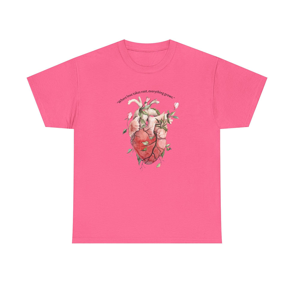 Thumbnail: Soft midweight tee featuring a botanical human heart illustration with vines and blossoms.