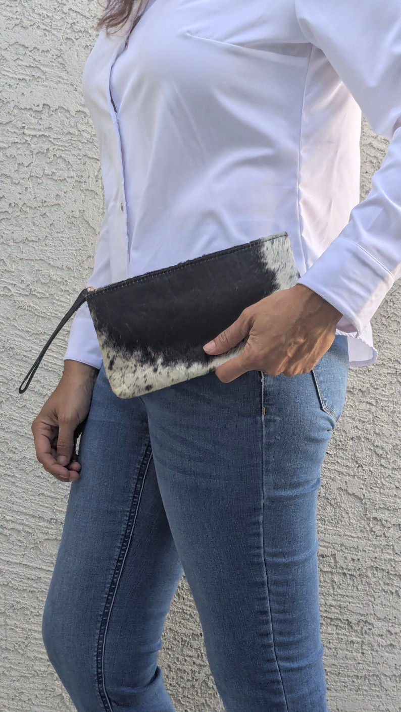 Thumbnail: Cowhide Hair On Wristlet Clutch