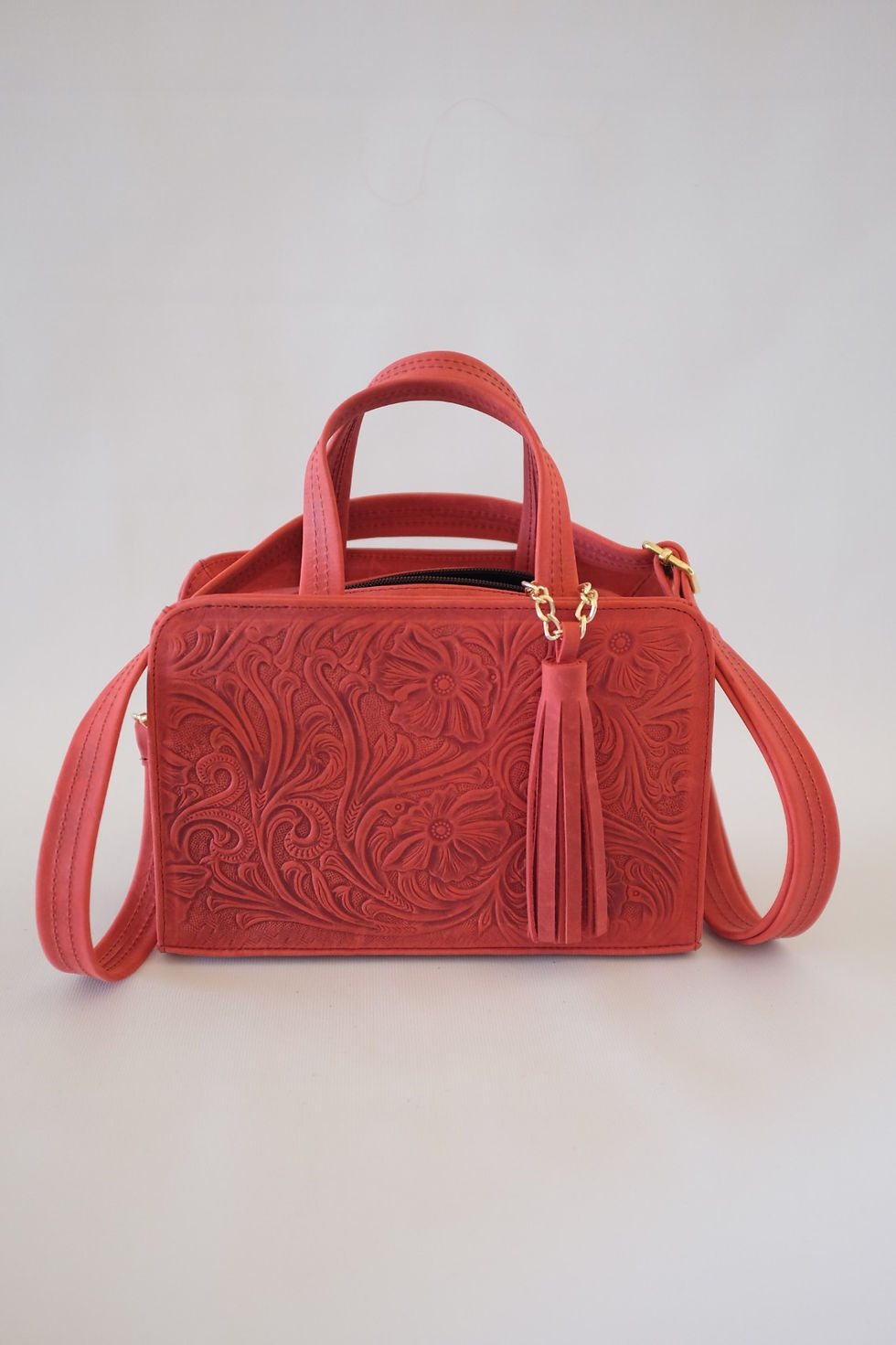 Thumbnail: Tooled Leather Tote with Tassel