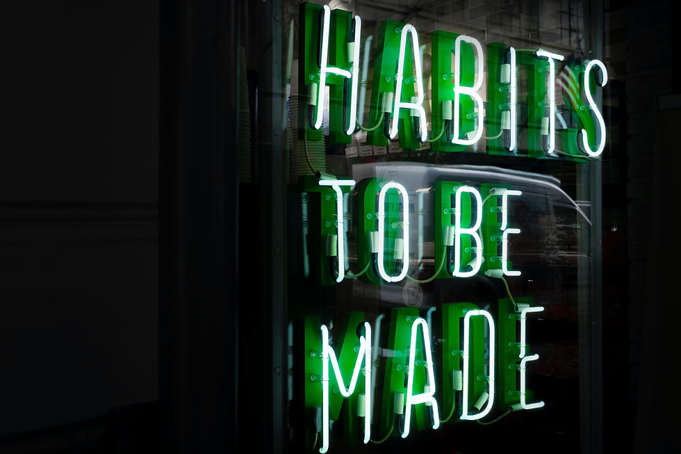 A picture abou Present Simple saying: habits to be made