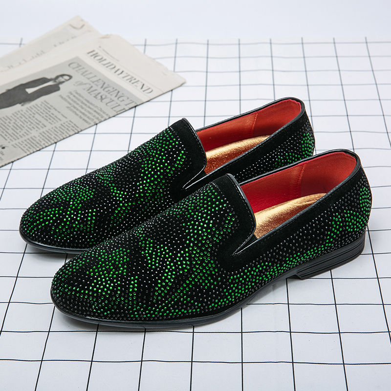 Thumbnail: Diamond Decoration Sparkle Classic Design Size 13 Slip on Men Loafers