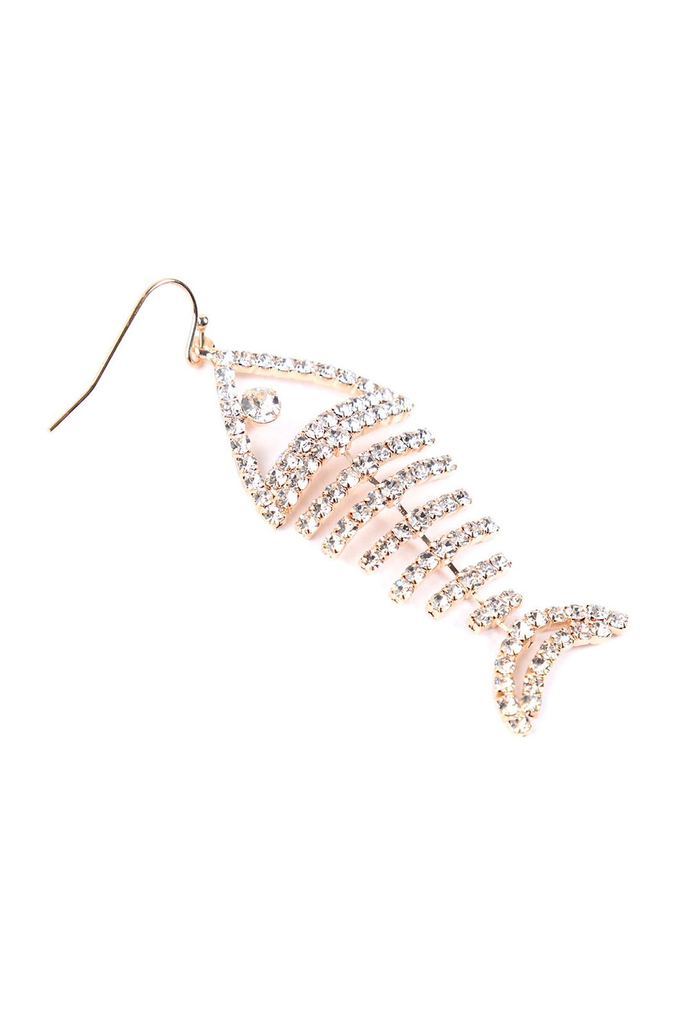 Thumbnail: Fish Bone Rhinestone Dangling Earrings