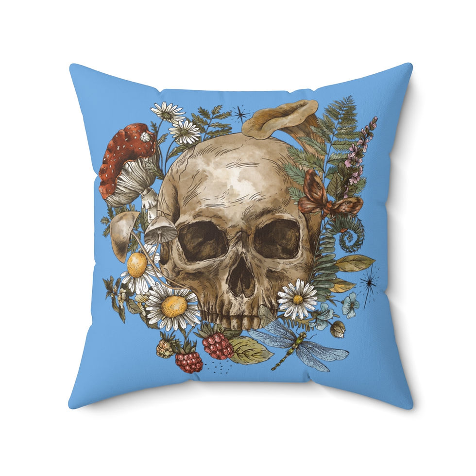 Thumbnail: Vintage Skull Square Pillow - Blue