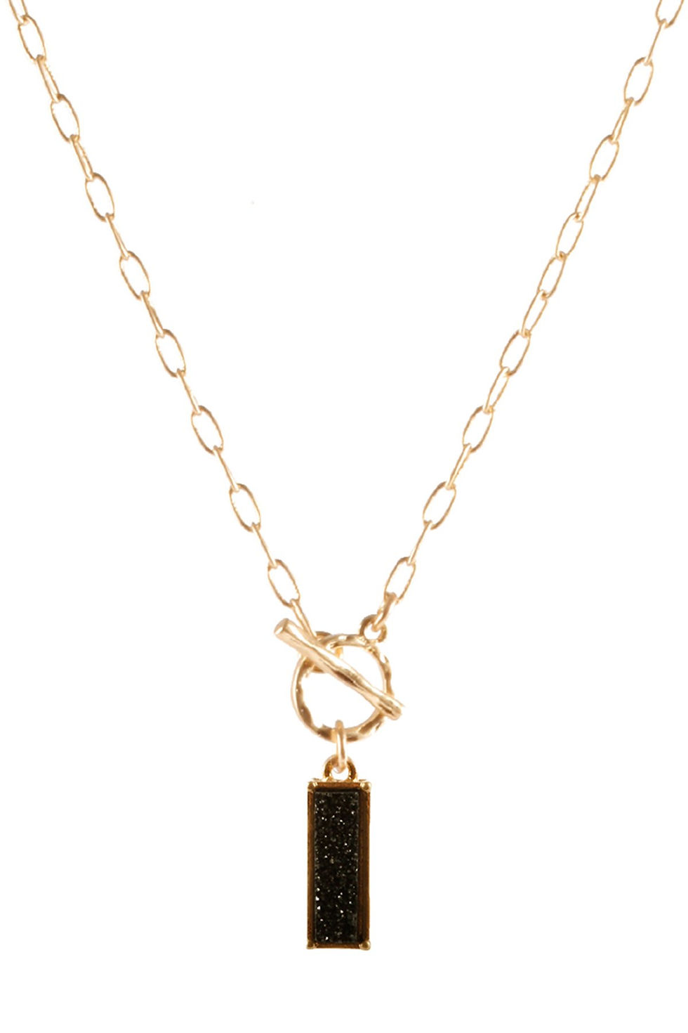 Thumbnail: Druzy Link Bar Pendant Necklace