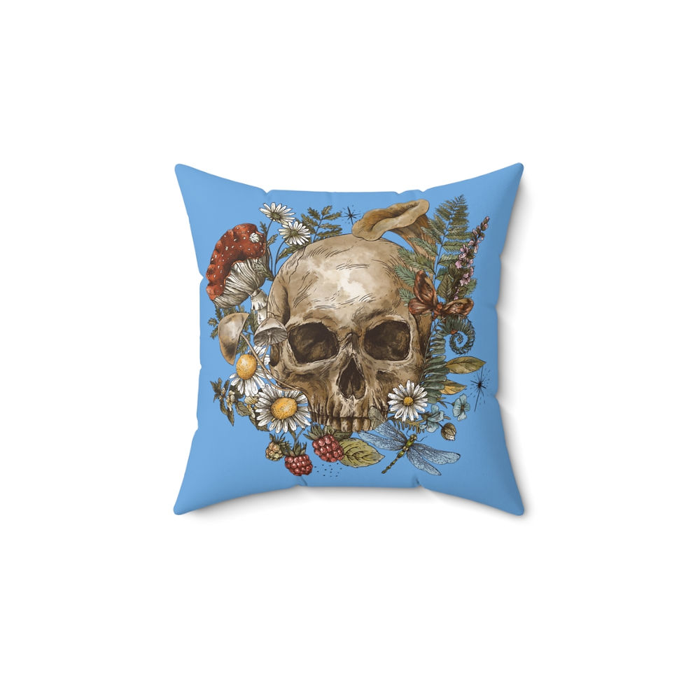 Thumbnail: Vintage Skull Square Pillow - Blue