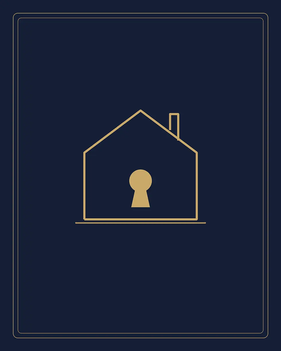 Conceptual illustration: a house outline with a keyhole, representing who controls family-trust assets