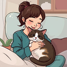 create an image with a woman pet sitter cuddled with a cat .jpg