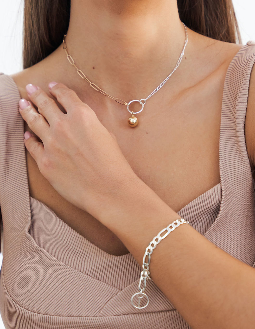 Thumbnail: Kelly Necklace Mix - Silver and Gold Vermeil.