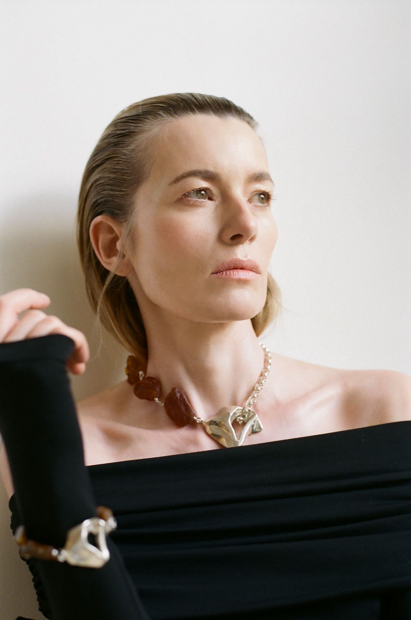 Tide Necklace - Silver & Amber. Beem x Magdalena Szmydtke