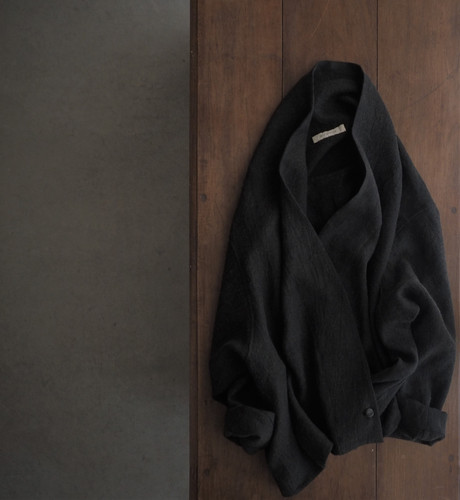 120-L31リネンウールショールカラーシャツ | Rai-Atelier 