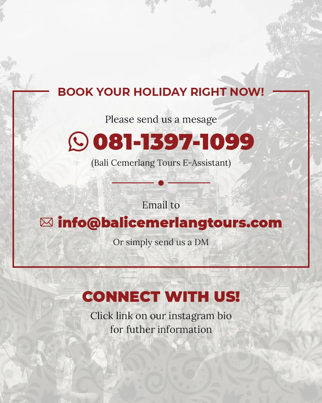 Bali Cemerlang Tours Social Media Contact Template