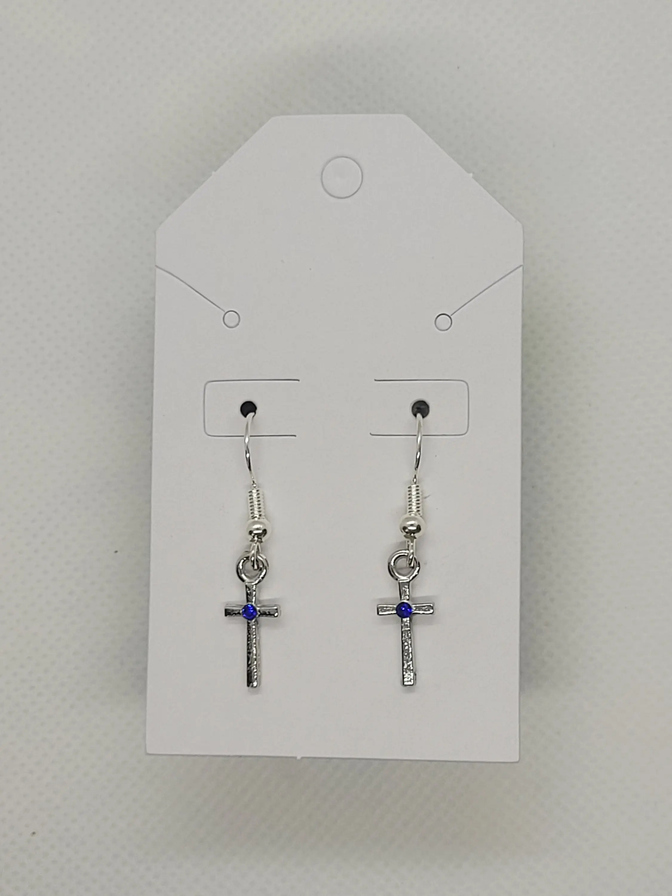 Silver September Cross Birthstone Earrings (small)