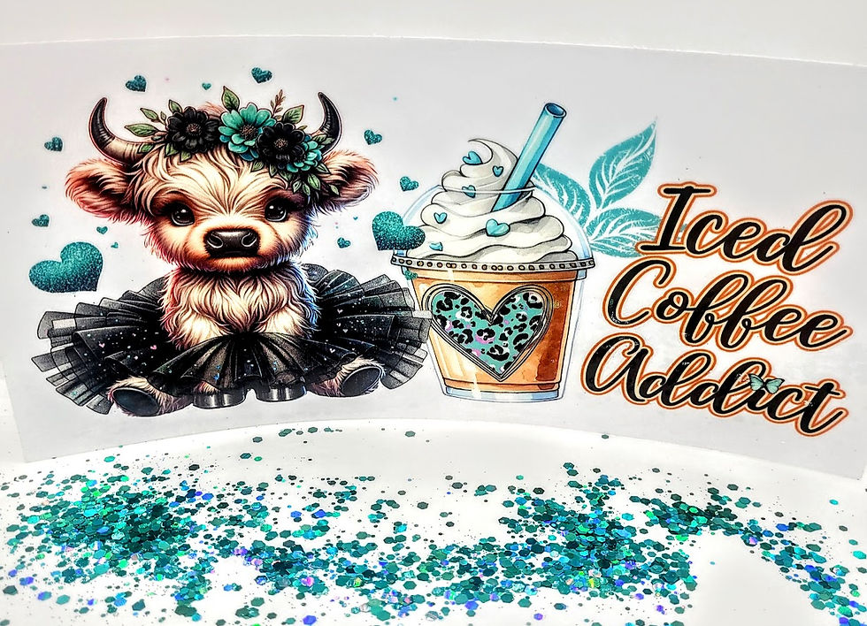 Highland Cow - Iced Coffee Addict Blue