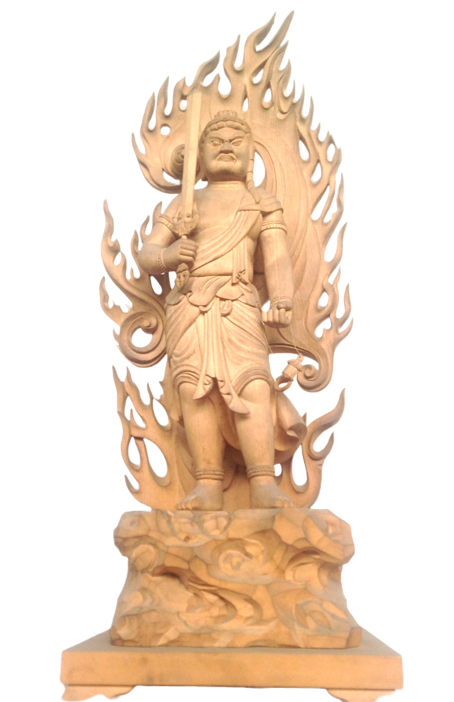 不動明王　立像　白木　桧材