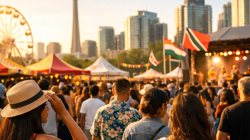 A lively outdoor festival scene