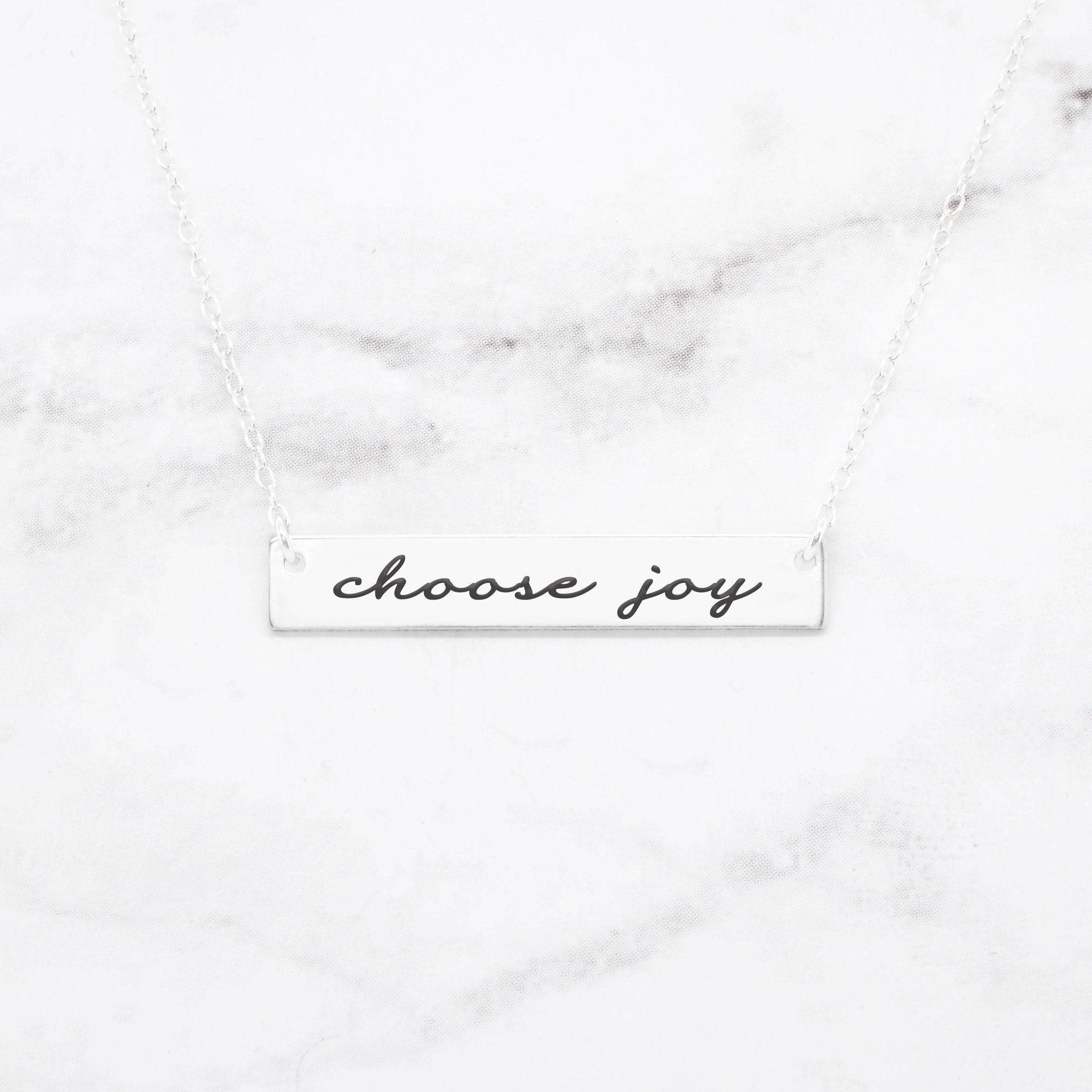 Choose Joy Bar Necklace, a Personalized Hand Stamped Necklace