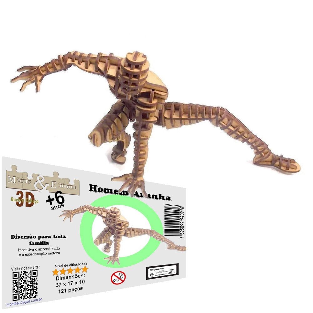 Quebra Cabeça 3D Homem Aranha Spiderman Mdf