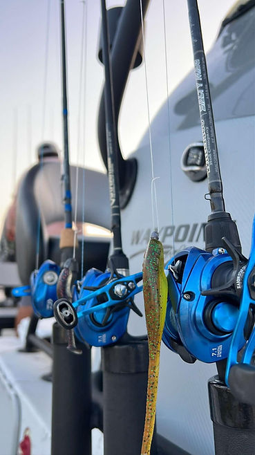 fishing poles mounted on back of boat