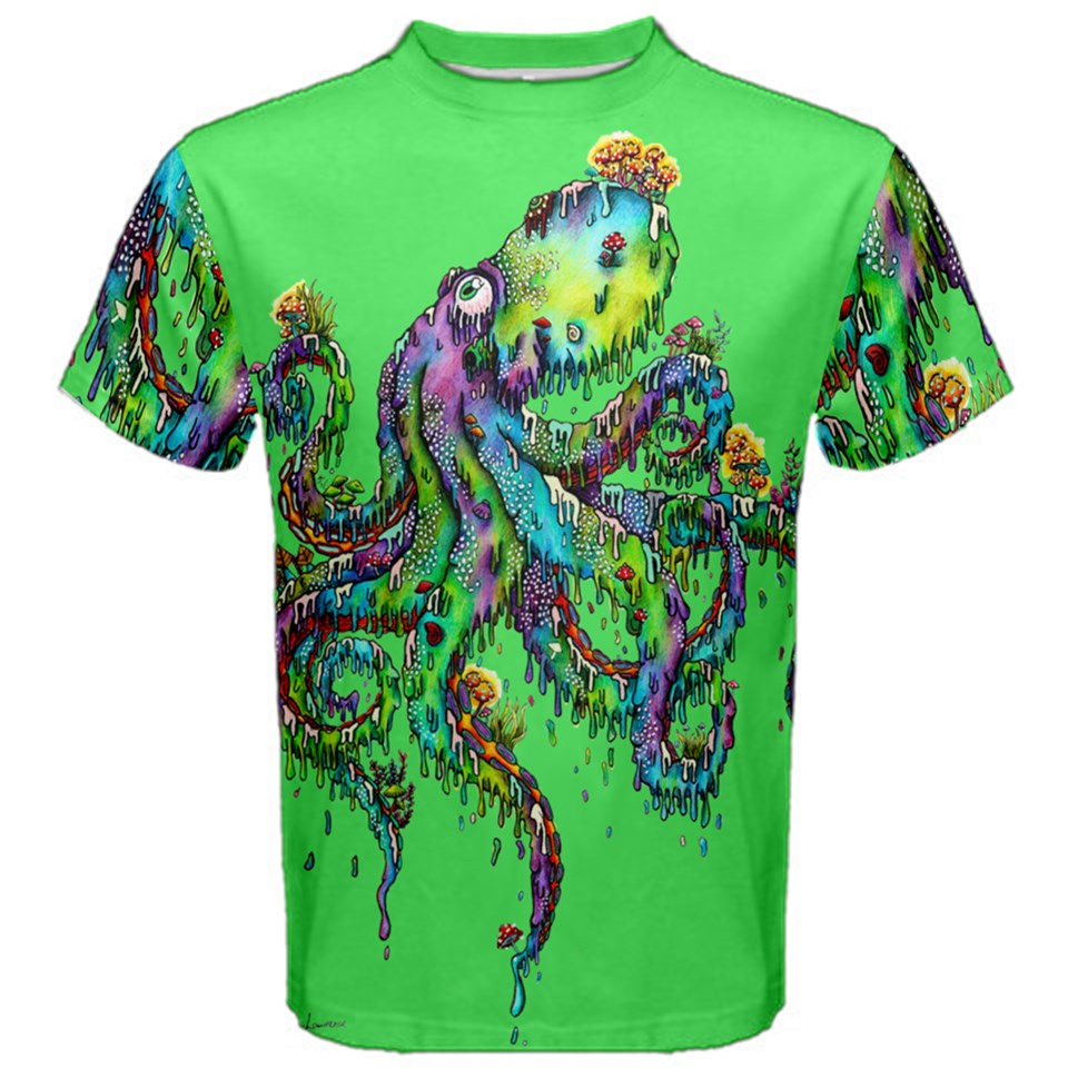 Green drippy Octopus T-shirt 