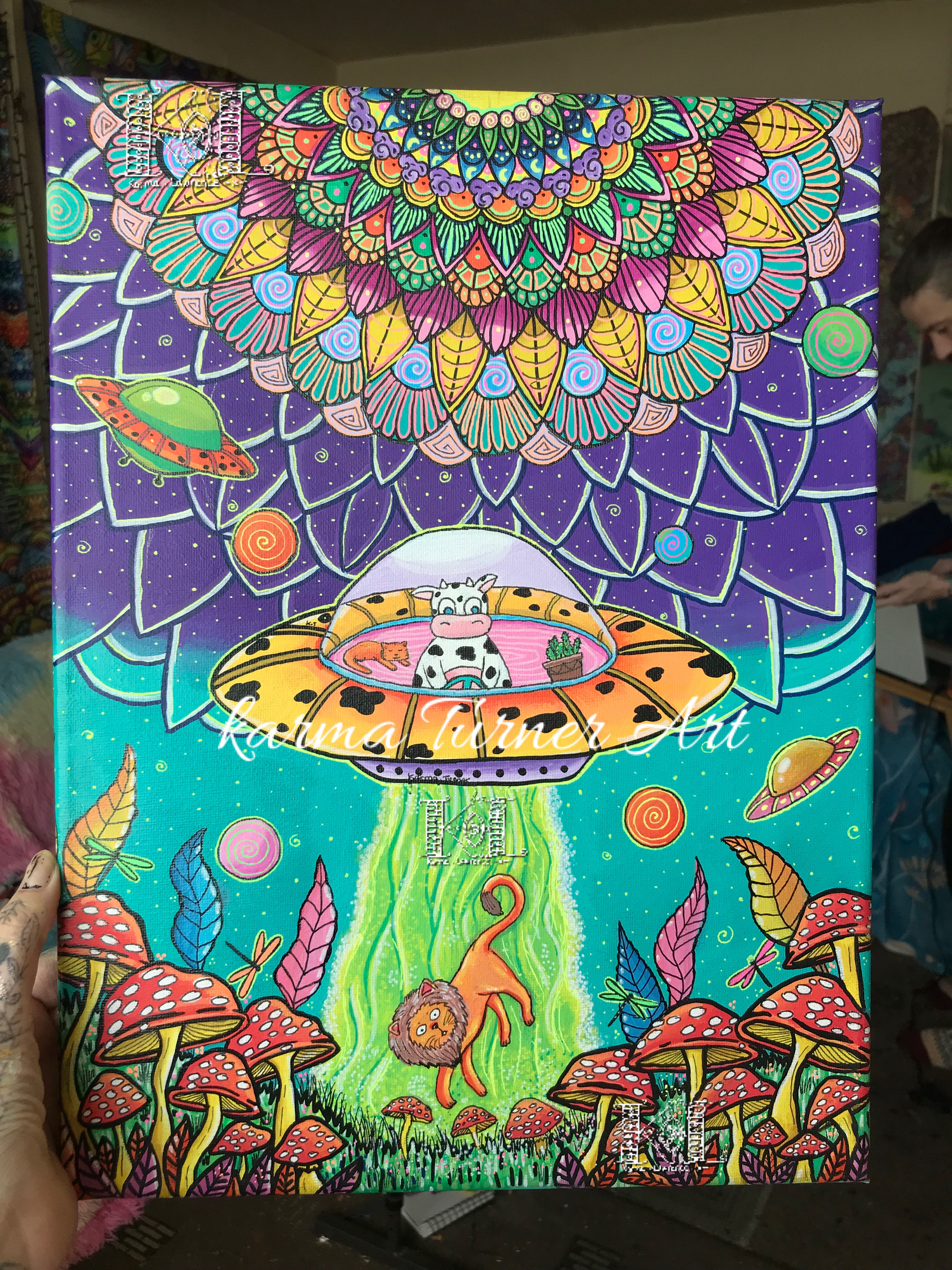 Cow-Ter Space original canvas Painting