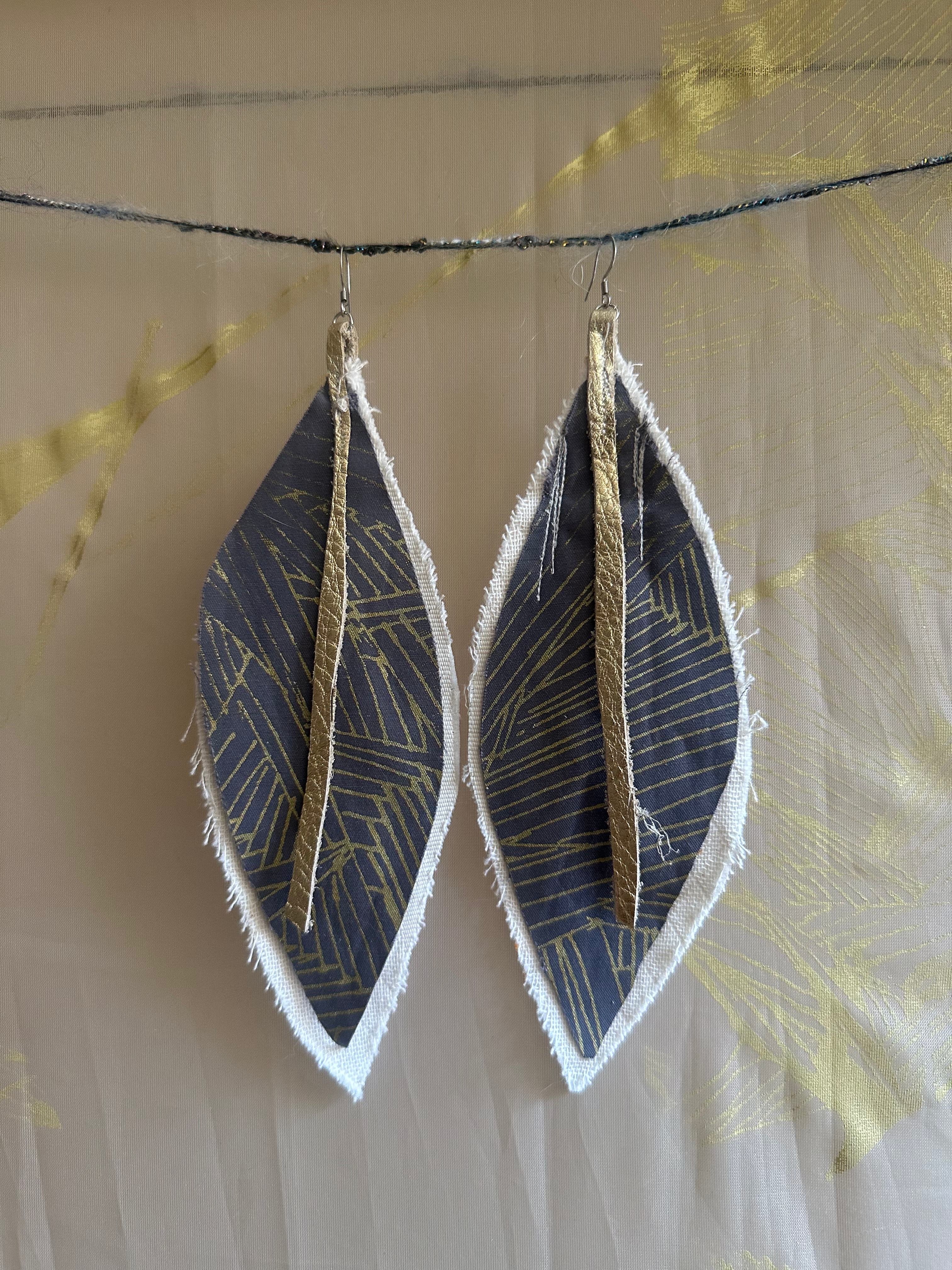 Oneironaut Love... leaf fabric earrings