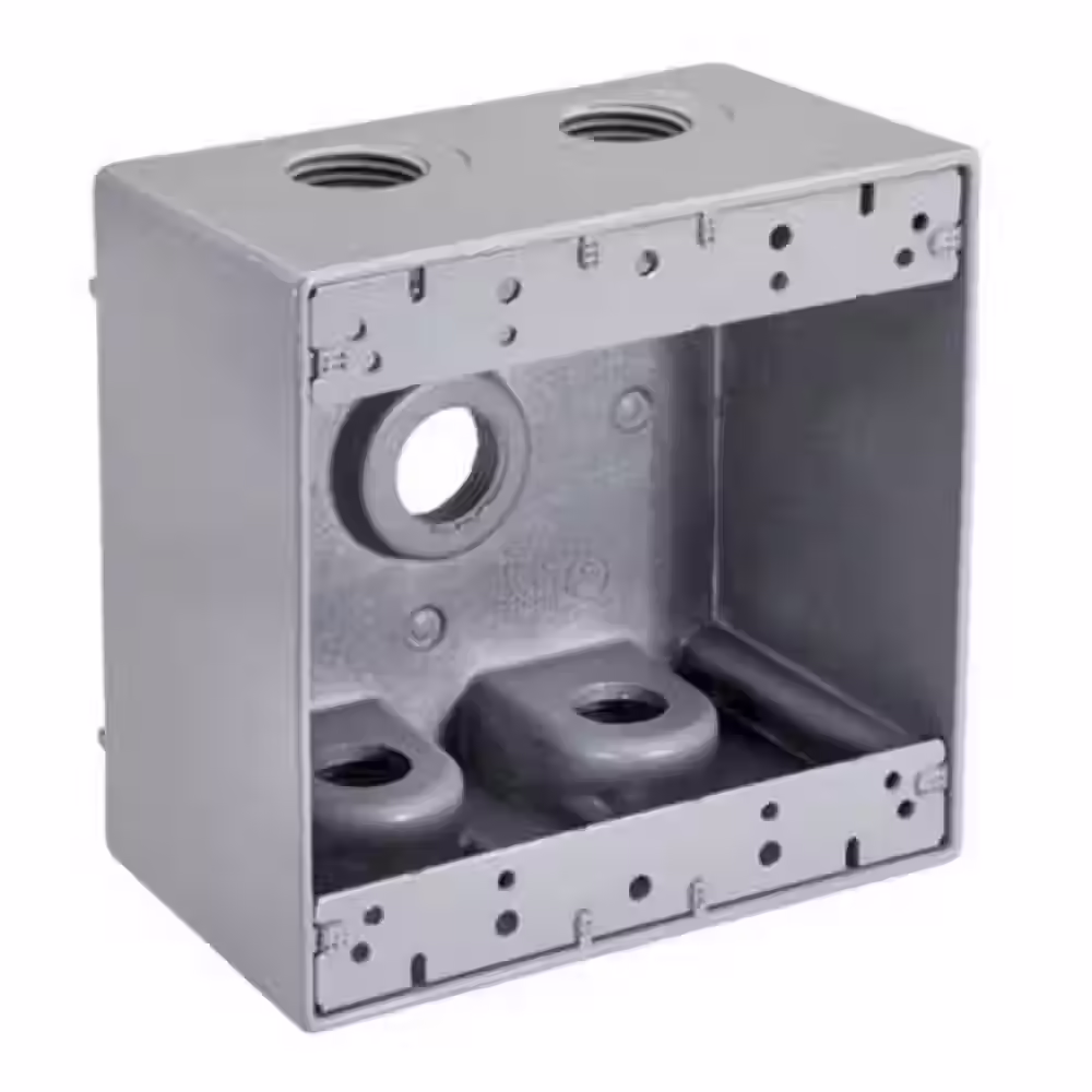 3/4 in. Weatherproof 5-Hole Deep Double Gang Box