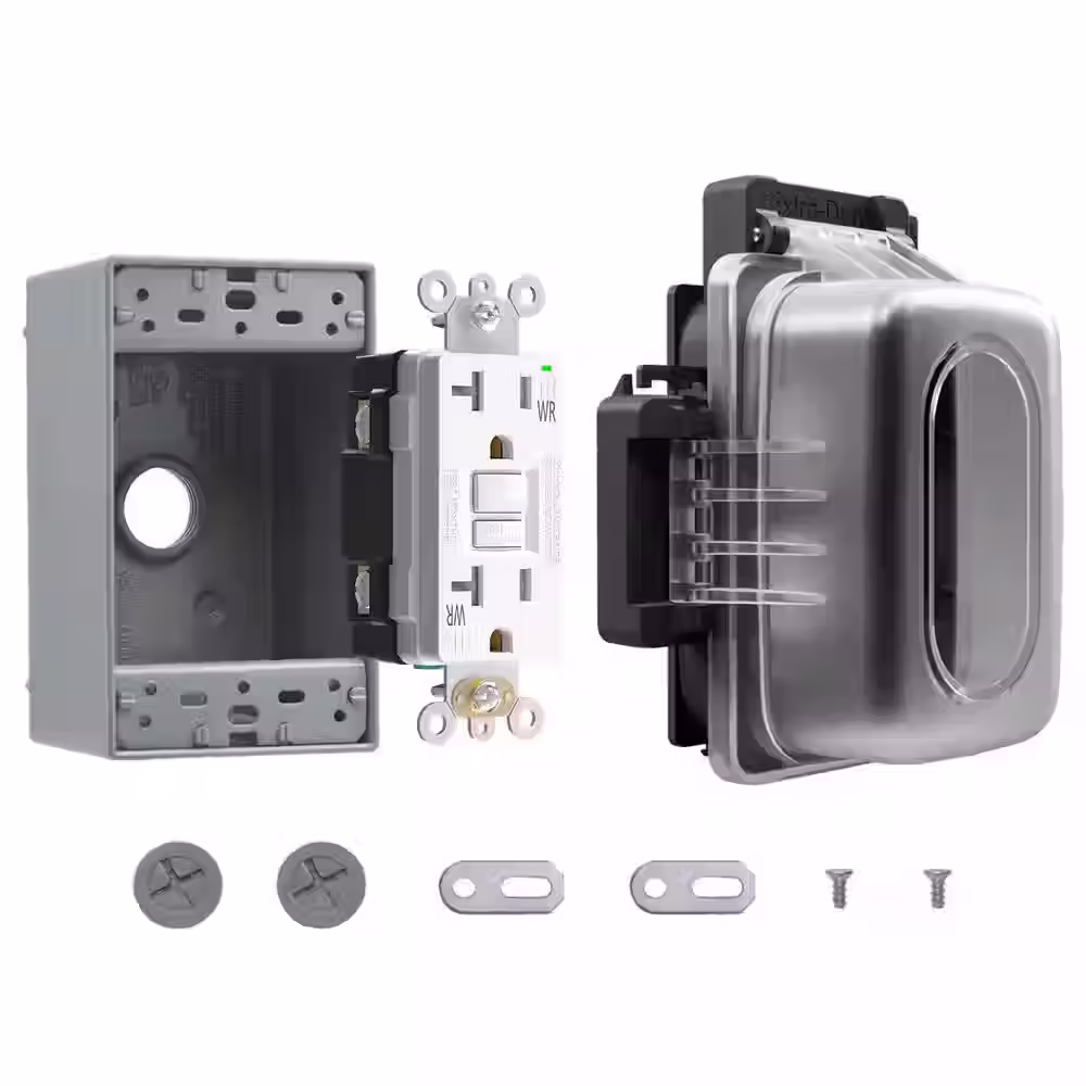 GFCI Outlet with Outdoor Cover and Box, Weather Resistant 20 Amp 125V Duplex