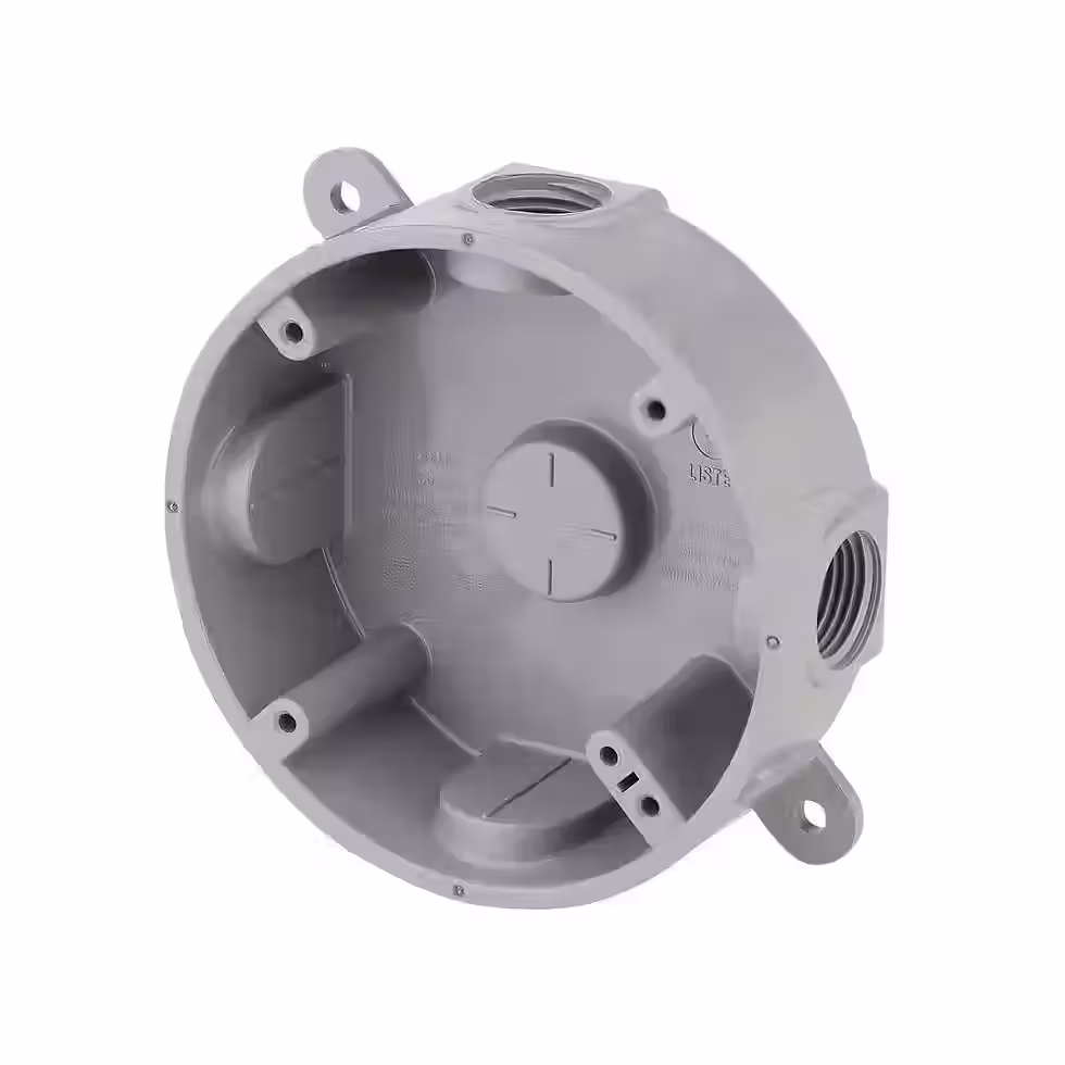 Miniatura: 4 in. Round Non-Metallic Weatherproof Box with (5) 1/2 in. Holes, Gray