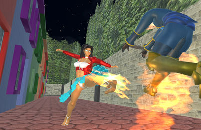 game character fire kick