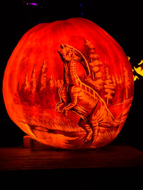 Hand Carved Jurassic on Pumpkin