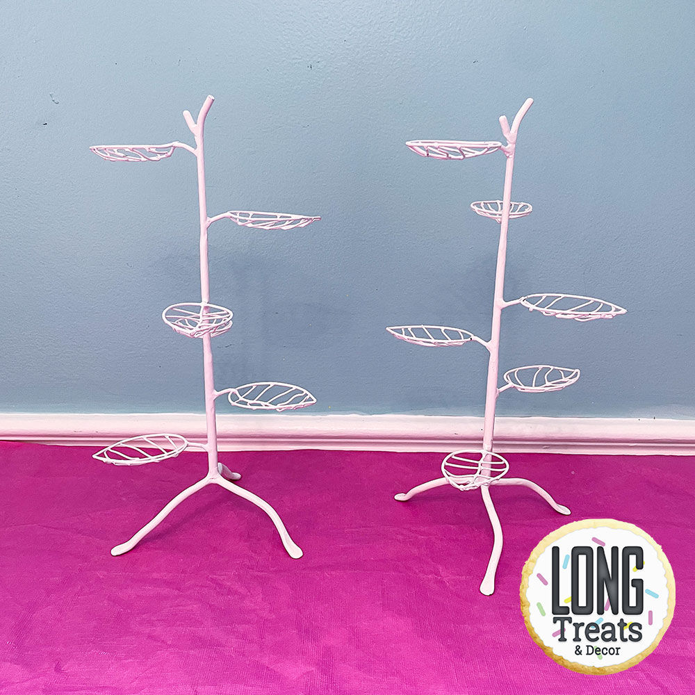 (2) Dessert Stands - White Leaf (Rental)