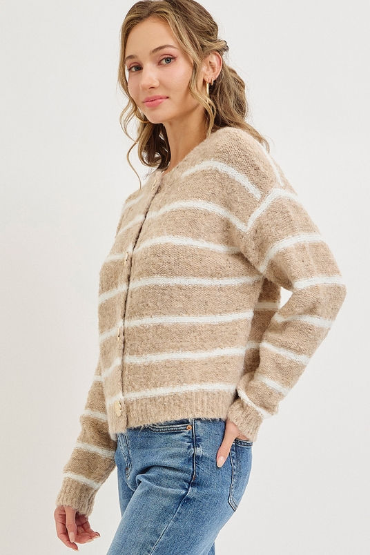 Thumbnail: Charlotte Taupe Buttoned Sweater
