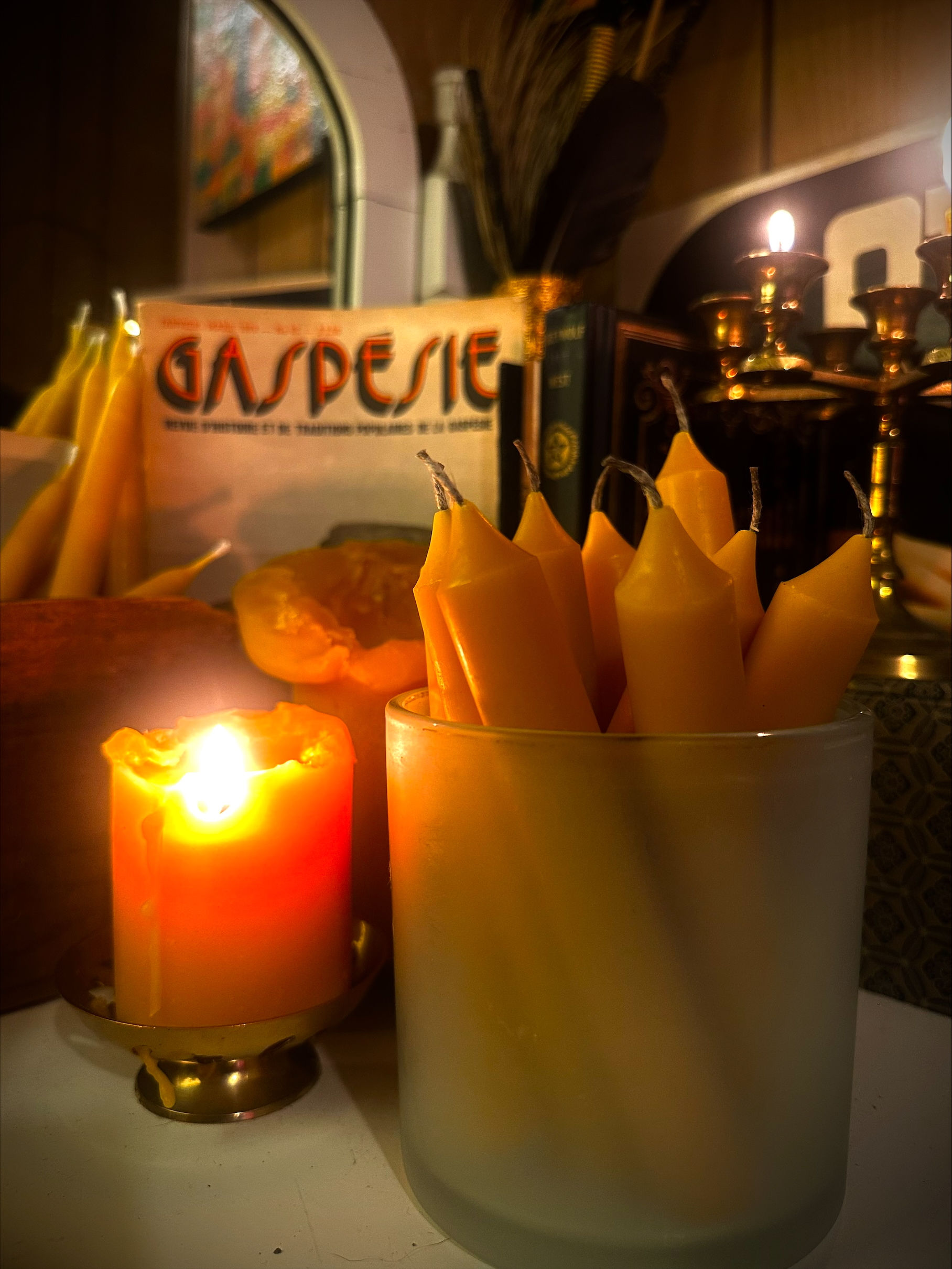 Chandelle moulée-mèche chanvre ~16cm x 2cm