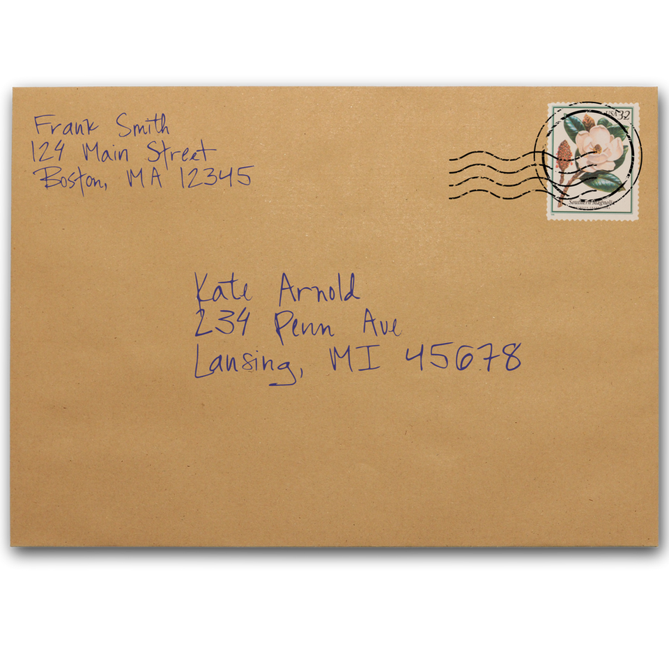 Brown envelope for sympathy card