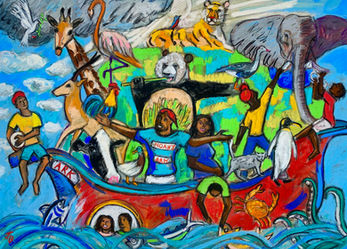 Noah's Ark, pastel and gouache on paper, 100×70cm, by J.R. Bateson