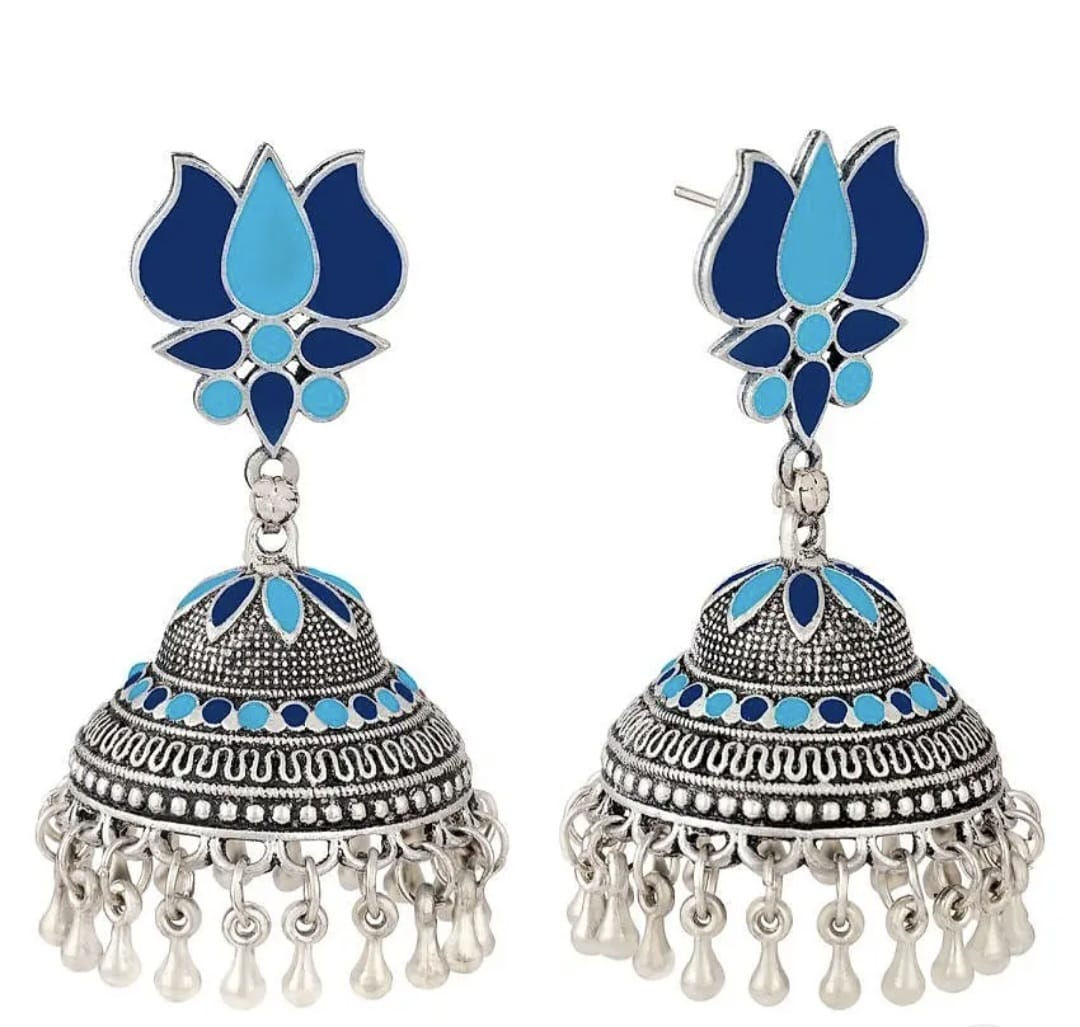 Blue Lotus Jhumki Earrings