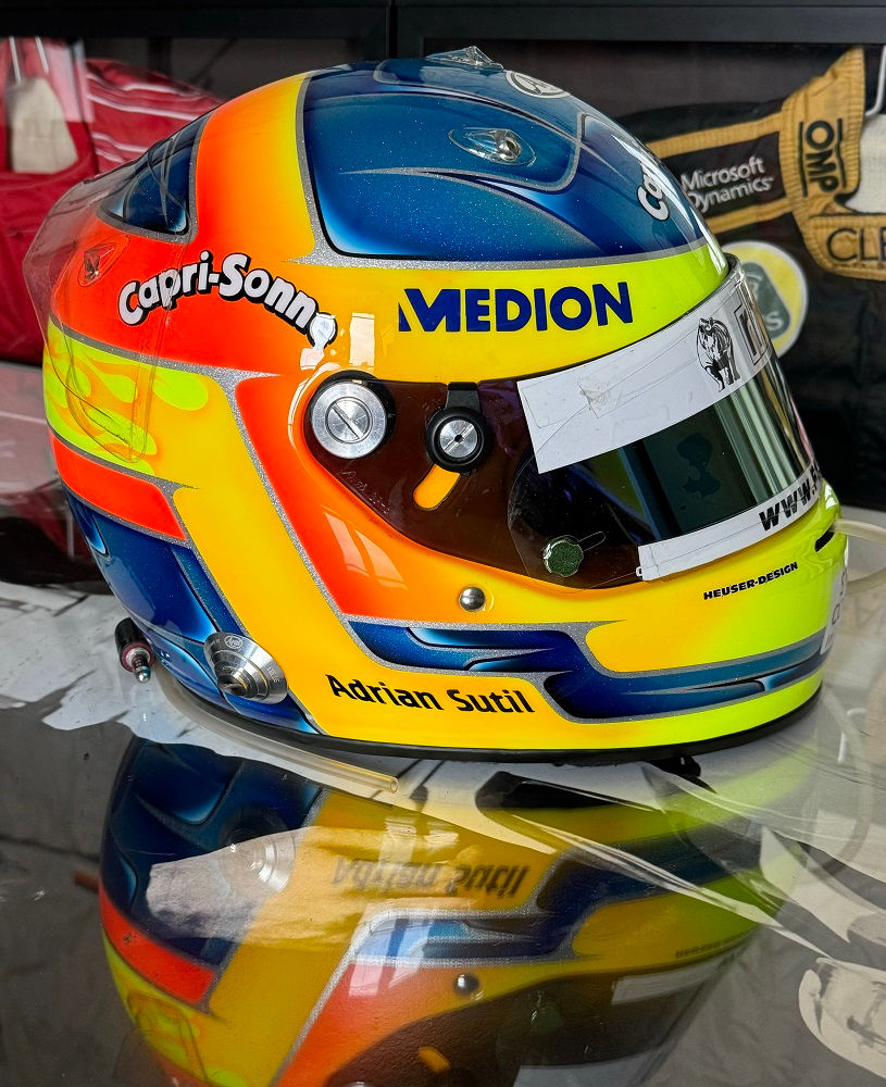 Miniature : Race helmet 2006 Adrian Sutil Midland F1 Signed Full radio