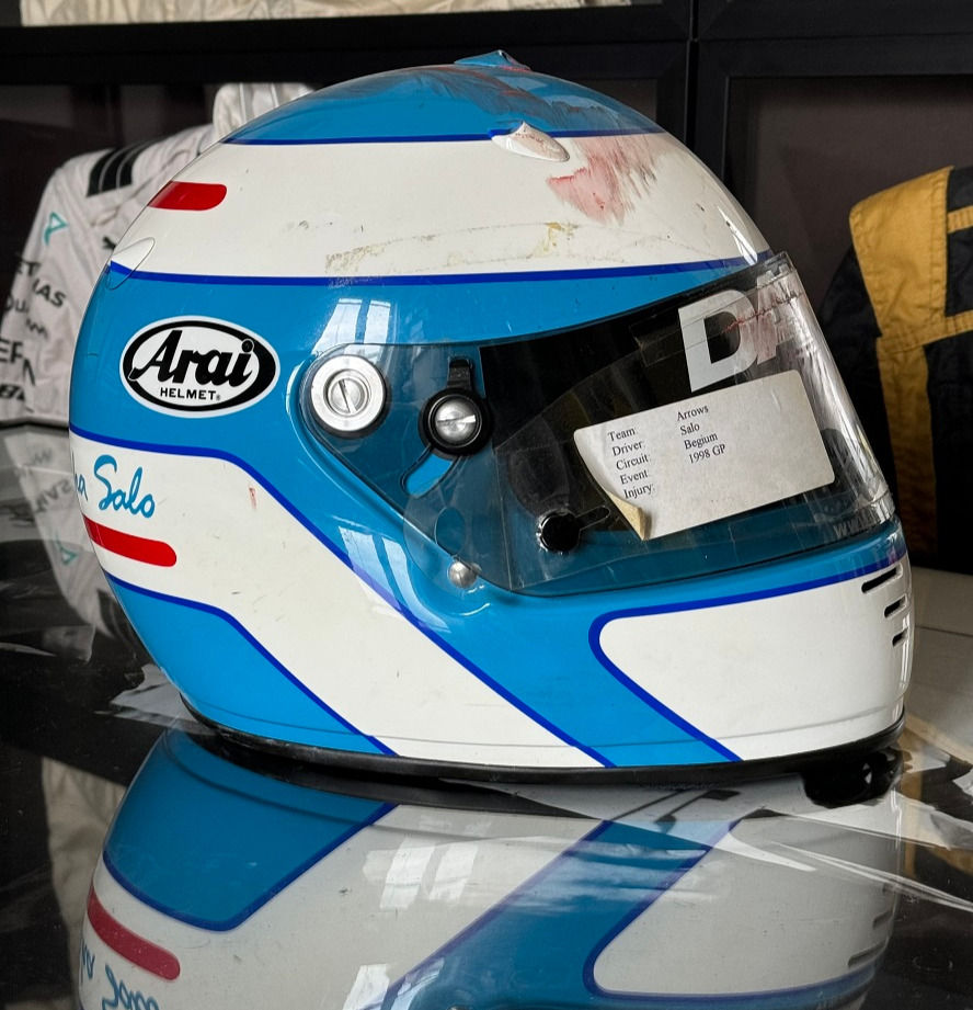 Miniature : Race helmet 1998 Mika Salo Arrows Belgian GP Friday practice crash Full radio