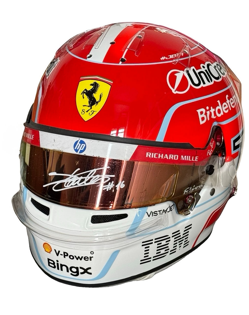 Miniature : Charles Leclerc Ferrari 2026 Official Bell replica helmet with Signed race visor