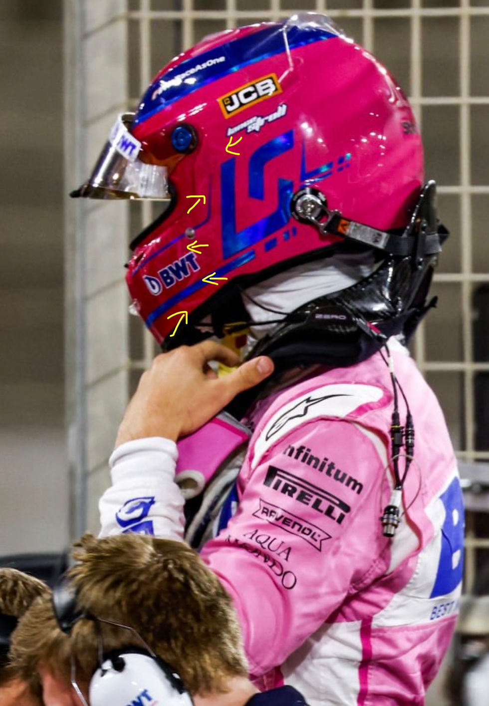 Miniature : Race helmet 2020 Lance Stroll BWT Racing Point F1 Bahrain GP