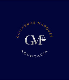 Letras G e M combinadas com uma balança da Justiça com os dizeres Guilherme Marques Advocacia